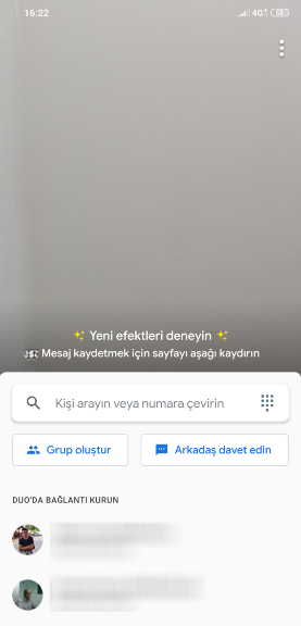 Google Duo Ana Ekran