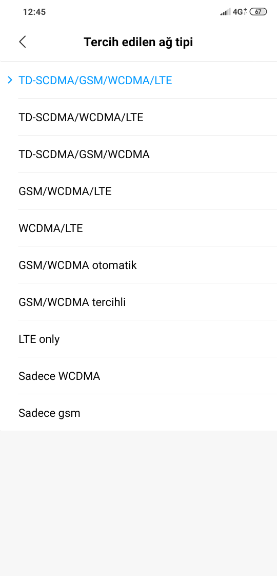 Android Mobil Veri Açılmıyor Sorunu Ağ Seçimi