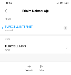 Mobil Veri Açılmıyor Sorunu için APN Sıfırlama