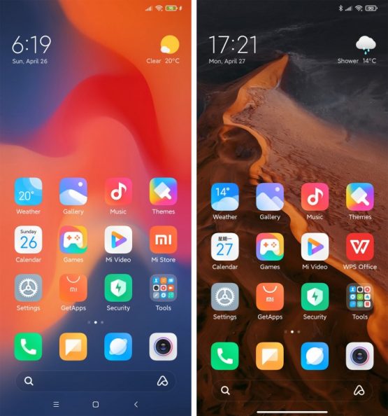 MIUI 11 ve MIUI 12 Ana Ekran Farklılıkları