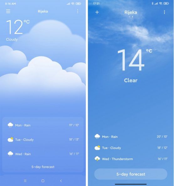 MIUI 11 ve MIUI 12 Hava Durumu Ekranı Farklılıkları