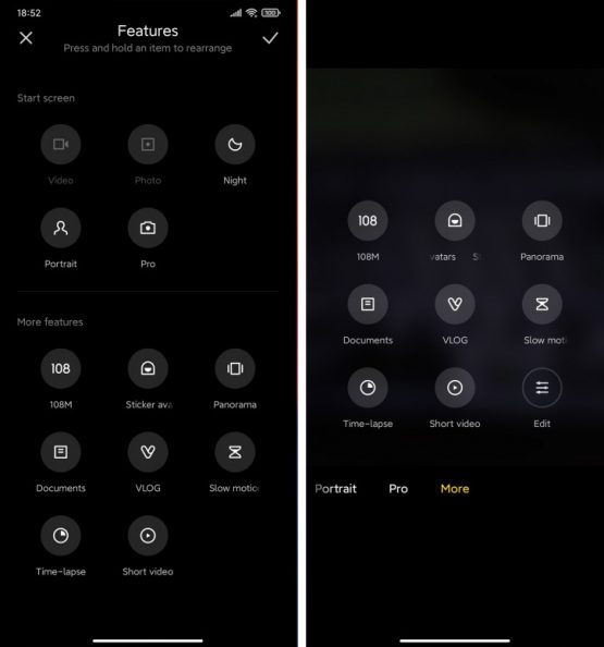 MIUI 11 ve MIUI 12 Kamera Ekranı Farklılıkları 2