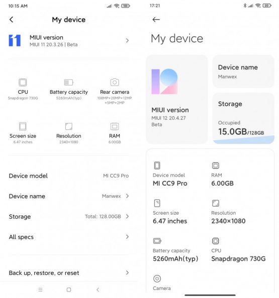 MIUI 11 vs MIUI 12 Telefon Hakkında