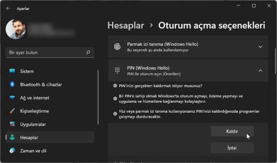 Windows 11 PIN nasıl kaldırılır